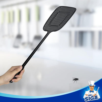 MR.SIGA Heavy Duty Long Handle Fly Swatter, Black, 6 Pack - Available at All In One Marketplace Canada