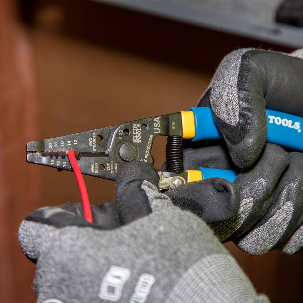 Klein Tools 11055EP Wire Cutter and Stripper, Stranded and Solid Wire Cutter, Cuts Copper, Blue KLEIN TOOLS