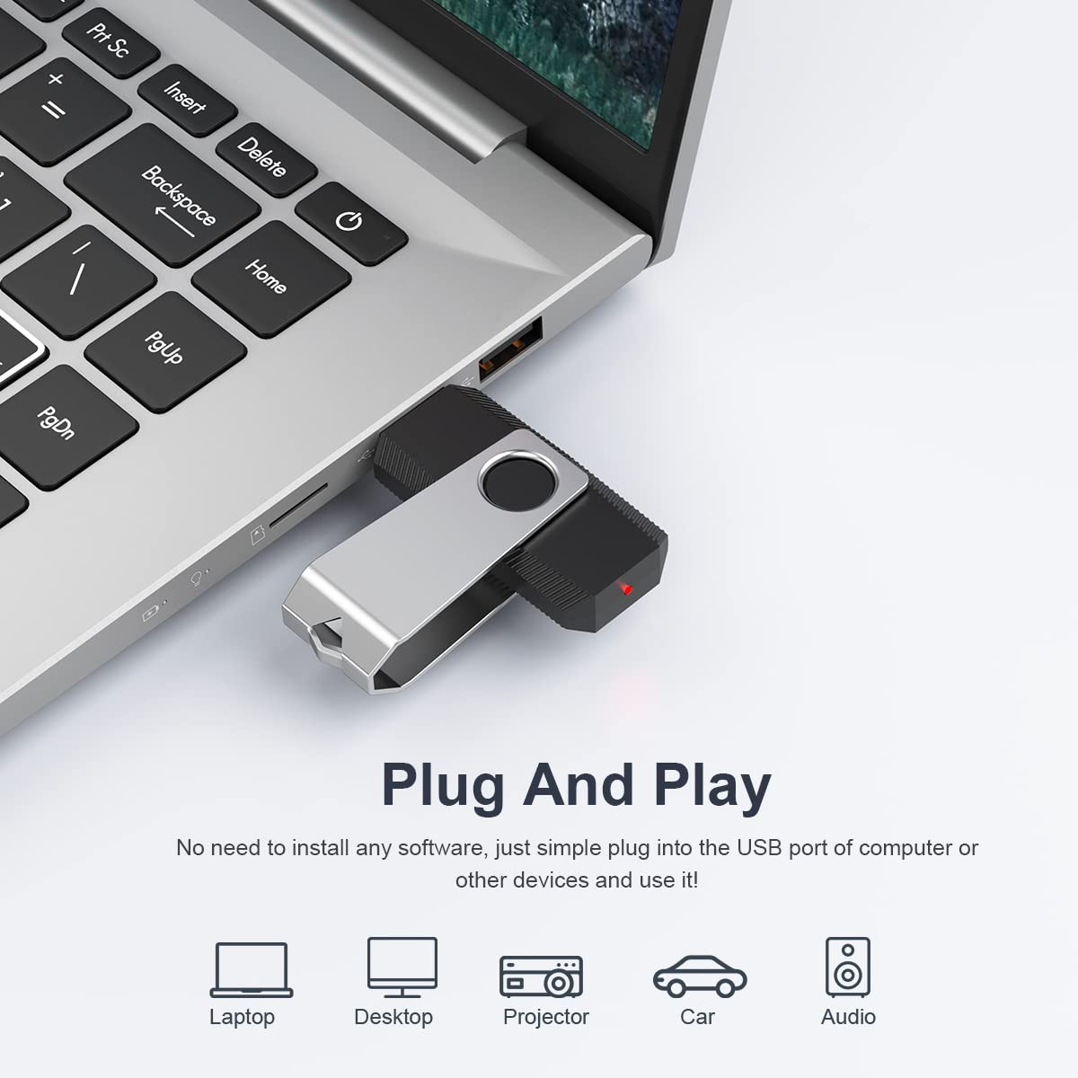 64 GB Flash Drive, Aiibe USB Flash Drive Thumb Drive 64GB Memory Stick Zip Drive Fold Storage Jump Drive 64G USB 2.0 Black