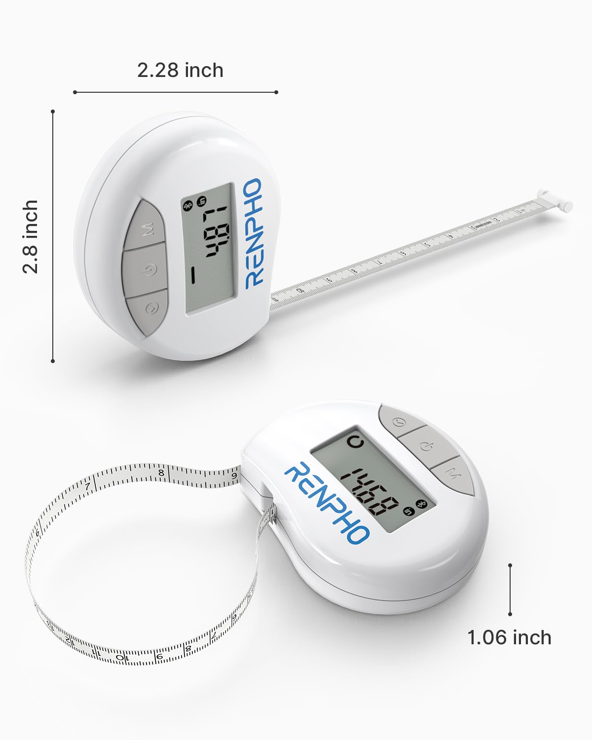 Smart Tape Measure RENPHO Bluetooth Measuring Tapes for Body Measurement Muscle Gain Fitness Bodybuilding Retractable Circumferences Inches & cm - Available at All In One Marketplace Canada
