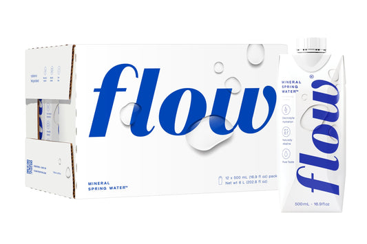 Flow Alkaline Spring Water – pH 8.1 Natural Mineral Water, 12 x 500ml Pack, Sustainable Packaging