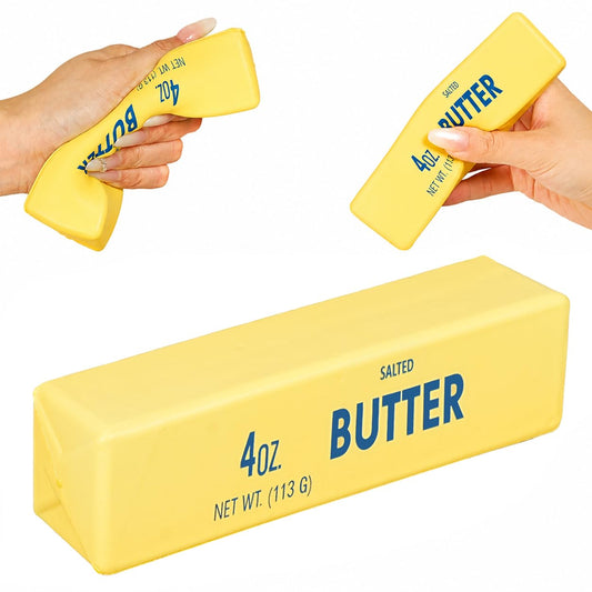 Butter Squishy, Soft Slow Rising Squeeze Butter Squishy, Realistic Texture Sensory Play Fidget Toy, Fun Desk Toy for Kids, Teens & Adults (Yellow, Small)