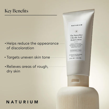 Naturium The Smoother Glycolic Body Lotion | Moisturizing & Exfoliating Cream, With AHA, For Rough and Dry Skin | 8 FL OZ / 234 ml Naturium