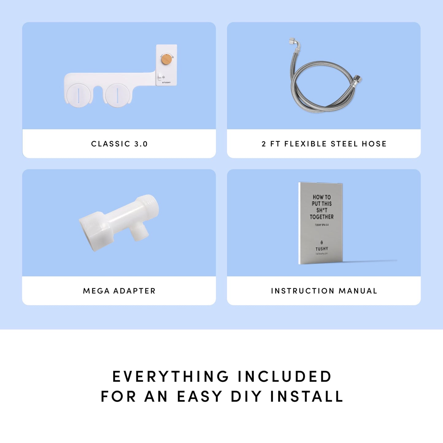 TUSHY Classic 3.0 Non-Electric Bidet Toilet Attachment, Experience a Superior Fresh Water Clean (Slim Fit, Easily Installs Under Toilet Seat, Adjustable Spray, Self Cleaning Nozzle), Bamboo Knob
