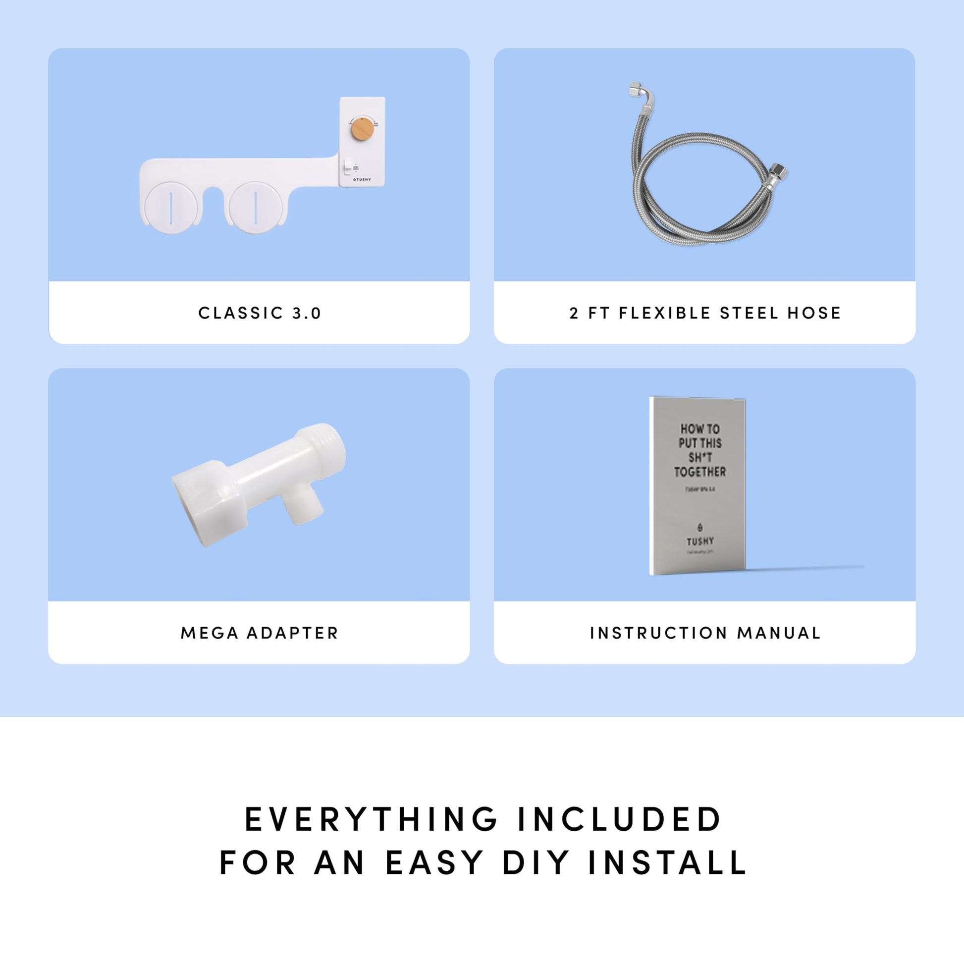 TUSHY Classic 3.0 Non-Electric Bidet Toilet Attachment, Experience a Superior Fresh Water Clean (Slim Fit, Easily Installs Under Toilet Seat, Adjustable Spray, Self Cleaning Nozzle), Bamboo Knob