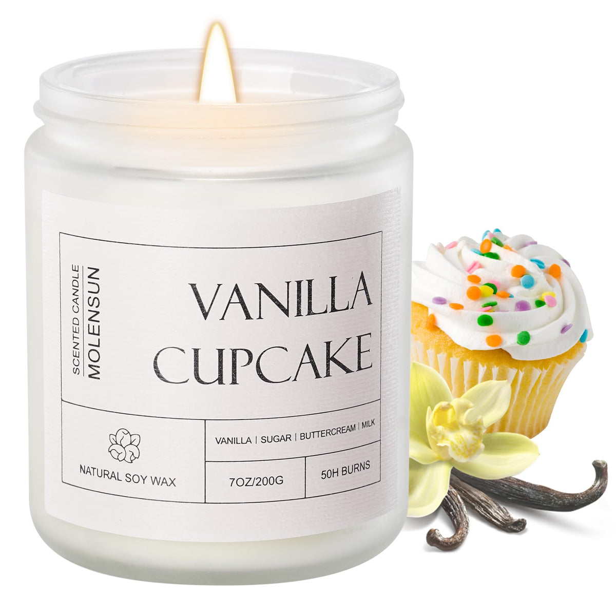 Molensun Vanilla Cupcake Scented Candle, Natural Soy Wax, 7 oz 🍁 All In One Marketplace Canada