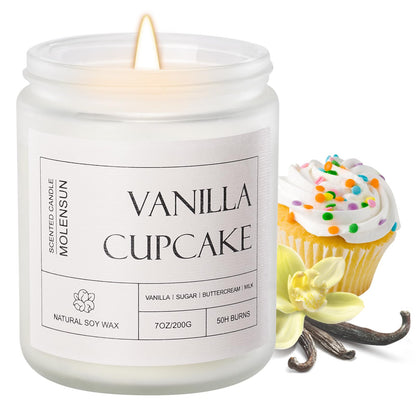 Molensun Vanilla Cupcake Scented Candle, Natural Soy Wax, 7 oz 🍁 All In One Marketplace Canada