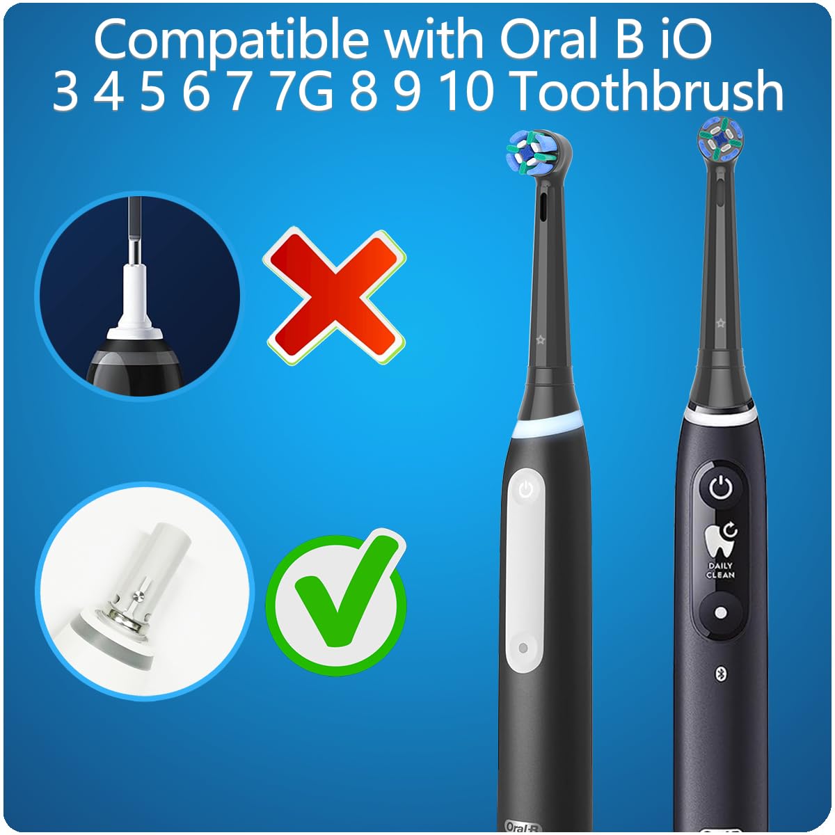 8 Pack Replacement Toothbrush Heads Compatible with Oral B iO, Brush Heads for Oral-B iO 2/3/4/5/6/7/8/9/10/7G Series, with Covers, Black - Available at All In One Marketplace Canada
