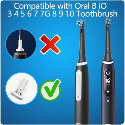 8 Pack Replacement Toothbrush Heads Compatible with Oral B iO, Brush Heads for Oral-B iO 2/3/4/5/6/7/8/9/10/7G Series, with Covers, Black - Available at All In One Marketplace Canada