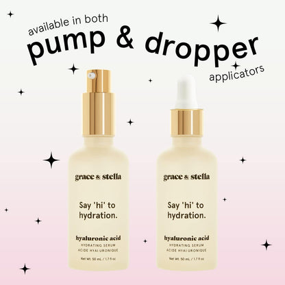 grace & stella Award Winning Hyaluronic Acid Serum for Face (50ml) Hydrating Hyaluronic Acid - Acide Hyaluronique Face - Anti Aging Serum to Hydrate, Remove Fine Lines, Wrinkles, Boost Collagen - Available at All In One Marketplace Canada