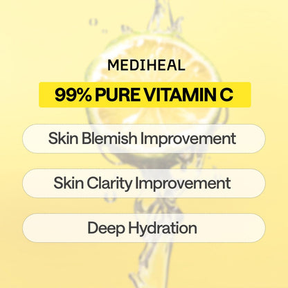 MEDIHEAL Vitamin C Essential Face Mask - Brightening & Hydrating Facial Mask for Blemish & Uneven Skin Tone, Clear Toning with Niacinamide, Vegan, Korean Skincare for Women (10 Sheets)