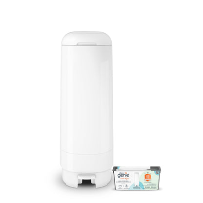 Diaper Genie Signature Diaper Pail with Easy Roll Refill 18 Bags, White