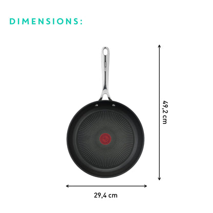 Jamie Oliver by Tefal Nonstick Coated Stainless Steel Pan 11-Inch, Induction Compatible, Oven Safe up to 500°F, Chef's Stainless Steel Skillet, Non Stick Frying Pans, Silver T-Fal