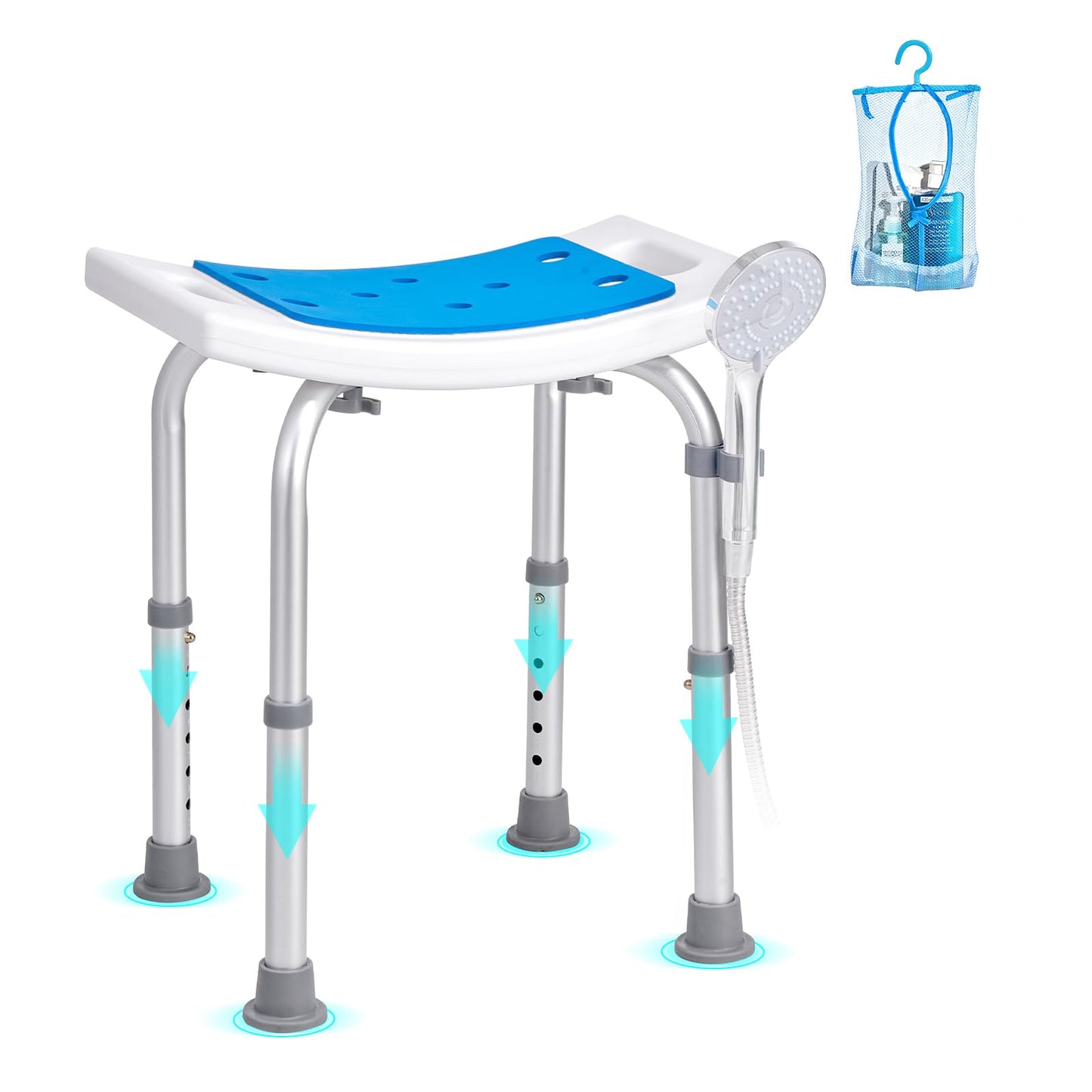 VEVOR Shower Chair, Adjustable Height Shower Stool, Shower Seat for Inside Shower or Tub, Non-Slip Bench Bathtub Stool Seat for Elderly Disabled Handicap, 350 LBS Capacity VEVOR
