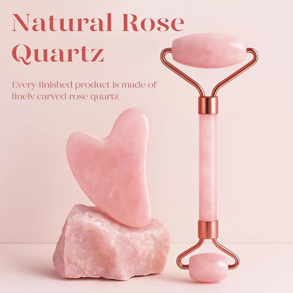 BAIMEI IcyMe Rose Quartz Roller & Gua Sha Set, Cooling Face Roller for Depuffing & Lymphatic Massage, Sculpting Tool for Face, Eyes & Neck, Smooth Skincare Gift for Women and Men - Available at All In One Marketplace Canada