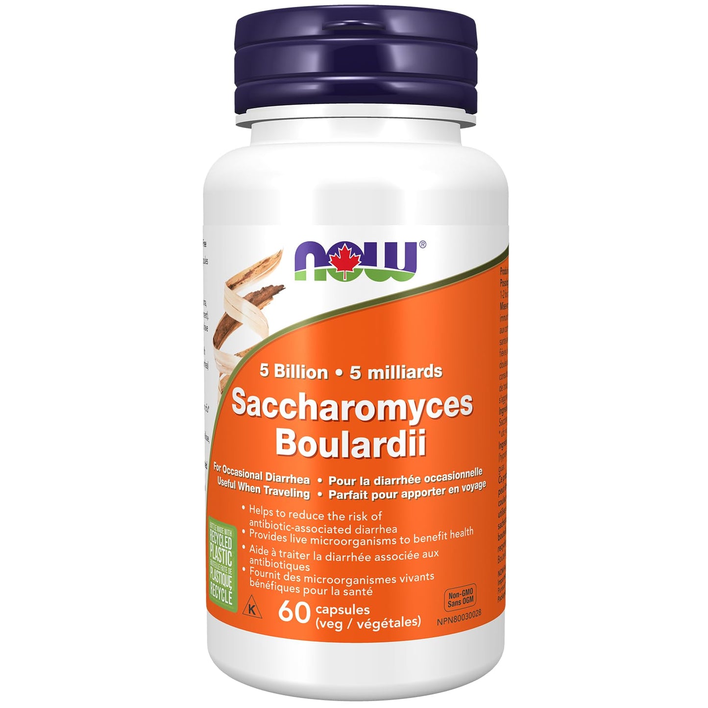 NOW Supplements, Saccharomyces Boulardii, 5 Billion CFU Probiotic, 60 Veg Capsules - Available at All In One Marketplace Canada