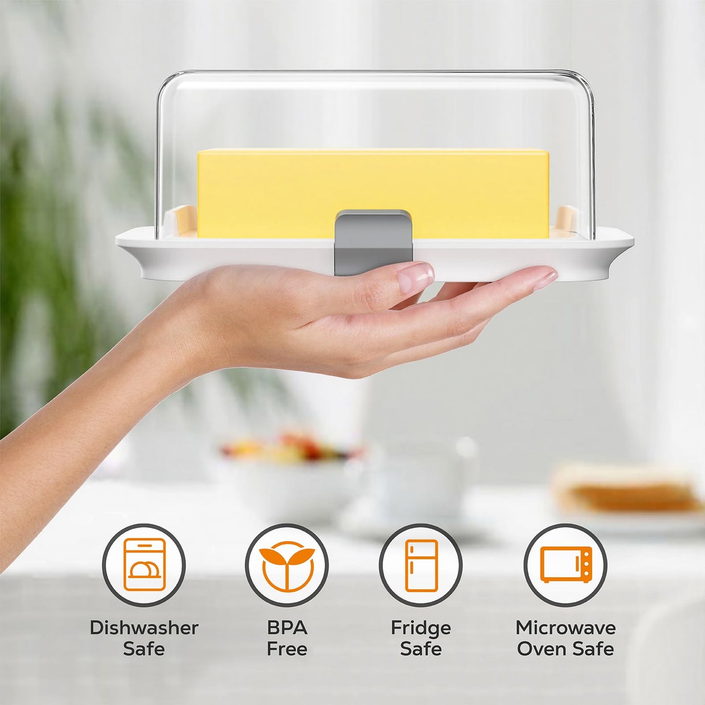 Pisol Large Butter Dish for 1 lb Canadian Butter, Airtight Butter Keeper with Lid Fit a Full Pound Block of Butter, Locking Butter Container for Countertop, Cat/Dog Proof, White - Available at All In One Marketplace Canada
