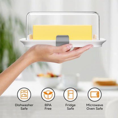 Pisol Large Butter Dish for 1 lb Canadian Butter, Airtight Butter Keeper with Lid Fit a Full Pound Block of Butter, Locking Butter Container for Countertop, Cat/Dog Proof, White - Available at All In One Marketplace Canada