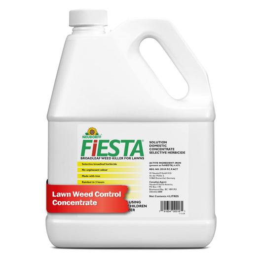 Fiesta Broadleaf Weed Killer for Lawns, Controls Dandelion, White Clover, & More & See Result within Hours. People & Pets Can Enter Treated Area when Spray Dries, Made with Iron, Rainfast in 3 Hours.