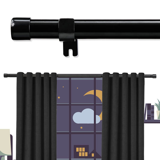 Extra Long Curtain Rods for Windows 28 to 144 inch, 1" Heavy Duty Drapery Rods with Adjustable Brackets, Bedroom Easy Instal Simple Blackout Outdoor Black Curtain Rods for Patio - Available at All In One Marketplace Canada