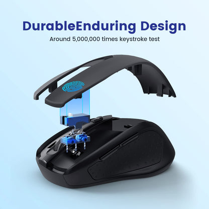 LODVIE Wireless Mouse for Laptop,2400 DPI Wireless Computer Mouse with 6 Buttons,2.4G Ergonomic USB Cordless Mouse,15 Months Battery Life Mouse for Laptop PC Mac Computer Chromebook MacBook-Black