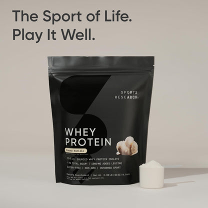 Sports Research Whey Protein Isolate - Dutch Chocolate Flavor, 25g Protein Per Serving, 1.03kg (25 Servings)
