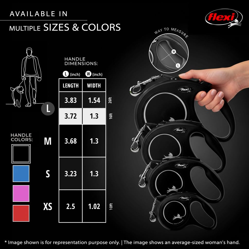 FLEXI New Classic Retractable Dog Leash (Tape) 26 feet, Large, Black 🍁 All In One Marketplace Canada