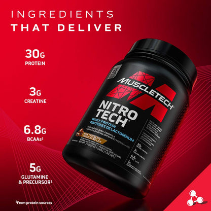 MuscleTech Nitro-Tech Ultimate Muscle Building Whey Protein Powder - Vanilla Cream, 5 lb