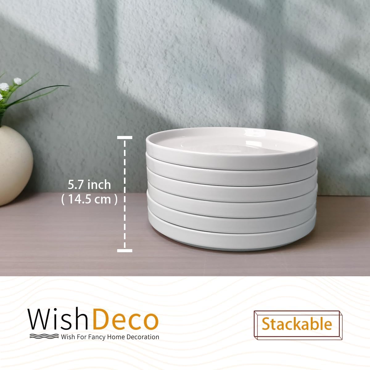 WishDeco Ceramic Appetizer Plates Set of 6, Small Dessert Plates 18 cm 🍁 All In One Marketplace Canada