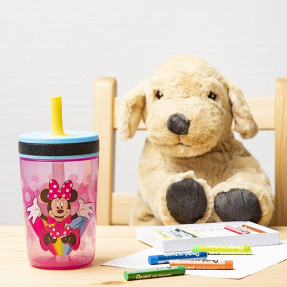 Zak Designs Disney Minnie Kelso 15oz Leak-Proof Toddler Straw Cups, 2-Pack