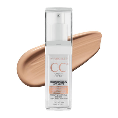 Marcelle CC Cream SPF 35, Light Medium, Complete Correction, Tinted Moisturizer, Non-Comedogenic, Perfume-Free, Paraben-Free, Oil-Free, Hypoallergenic, Cruelty-Free, 30 mL MARCELLE
