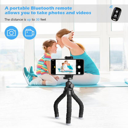 UBeesize Phone Tripod, Portable and Flexible Tripod with Wireless Remote and Universal Clip, Compatible with All Cell Phones/Cameras, Cell Phone Tripod Stand for Video Recording (Black)