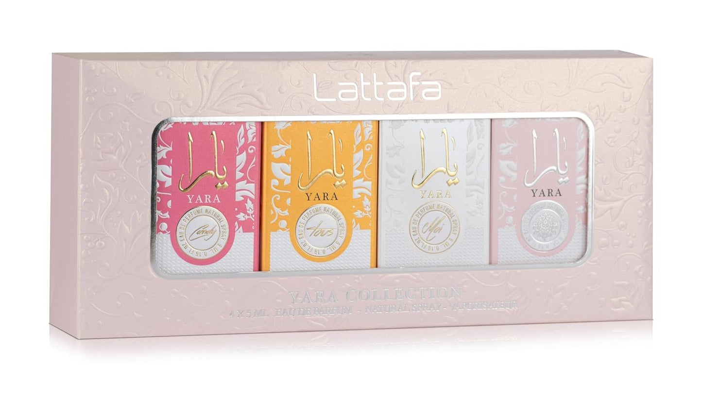 Lattafa Yara Collection – 4 × 5 ml Eau de Parfum Gift Set for Women (Yara + Yara Moi + Yara Tous + Yara Candy) Lattafa