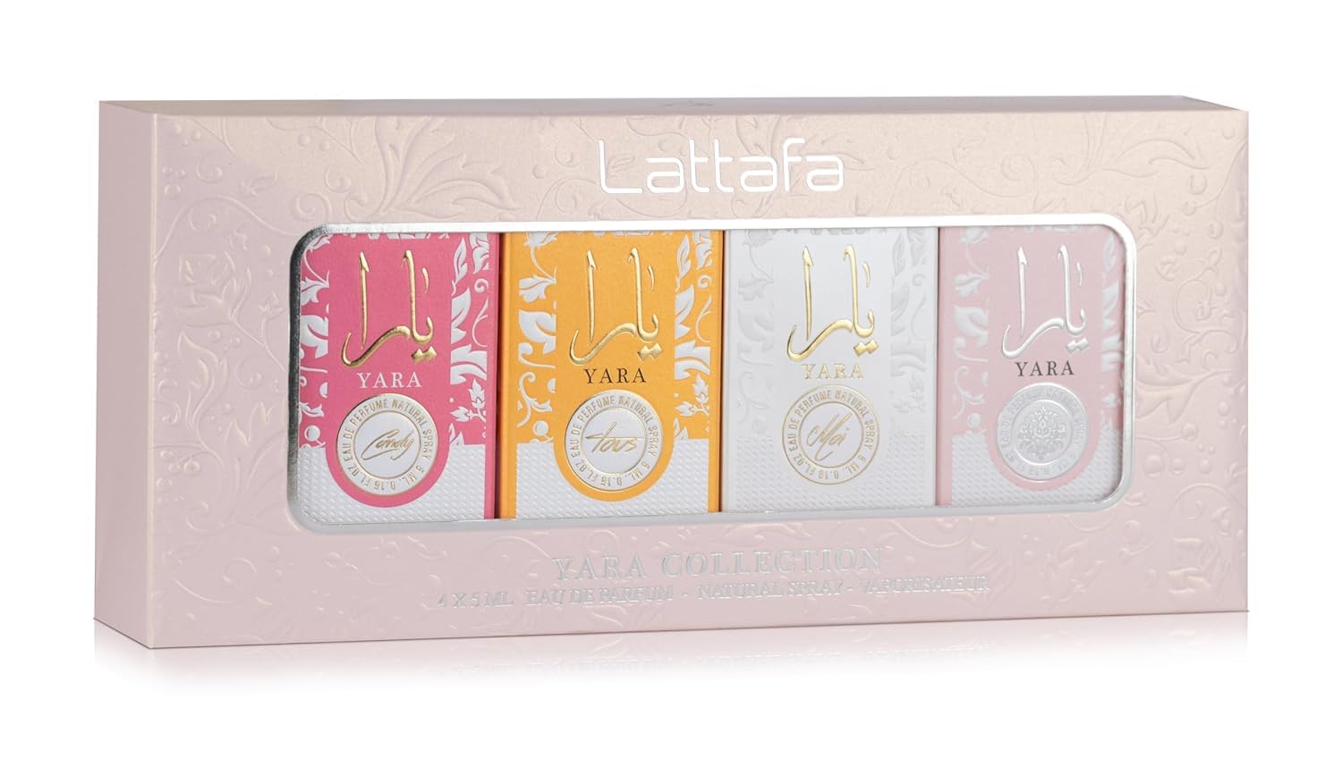 Lattafa Yara Collection – 4 × 5 ml Eau de Parfum Gift Set for Women (Yara + Yara Moi + Yara Tous + Yara Candy) Lattafa
