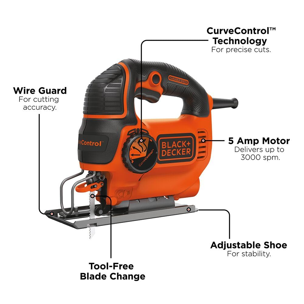 BLACK+DECKER Jig Saw, Smart Select, 5.0-Amp (BDEJS600C) BLACK+DECKER