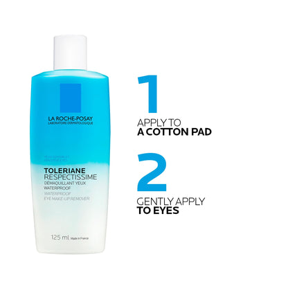 La Roche Posay Waterproof Eye Makeup Remover, Toleriane Respectissime Gentle Makeup Removing Cleanser, Bi-Phase Formula for Sensitive Eyes, Fragrance Free, Recommended by Dermatologists, 125ml La Roche-Posay