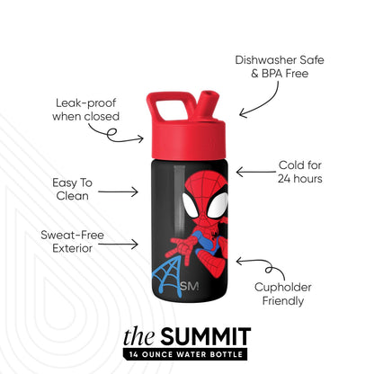 Simple Modern Marvel Spidey Kids Water Bottle & Toddler Cup | 14oz Simple Modern