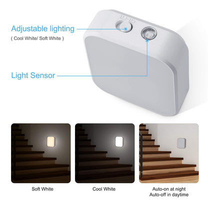 Lomotech Plug-in LED Night Light, 4 Pack Adjustment Lighting White Night Lights, Dusk to Dawn Sensor Nightlight, ETL Certified Night Lamp for Bedroom,Toilet,Stairway,Hallways (Soft White & Cool White)