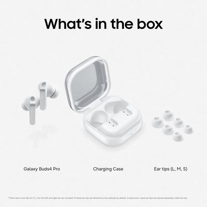 Samsung Galaxy Buds4 Pro, White (CAD Version & Warranty) - New Fit, Two Way Speaker, Adaptive ANC, AI Assistant 🍁 All In One Marketplace Canada