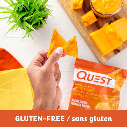 Quest Nacho Cheese Tortilla Style Protein Chips - 8 Pack, 18g Protein, Baked, Gluten Free, 1g Sugar