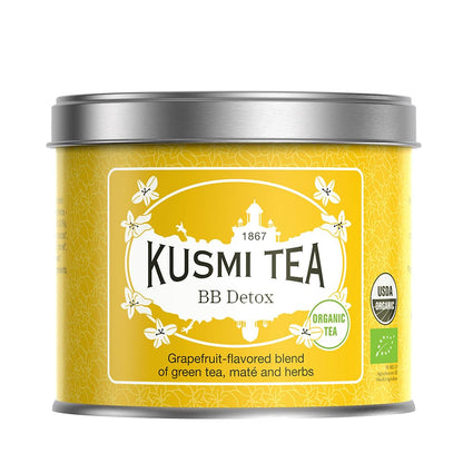 KUSMI TEA, BB Detox - Loose Leaf Tea Tin - Organic Blend of Green Tea, Maté & Grapefruit-flavoured Plants, 100g KUSMI TEA