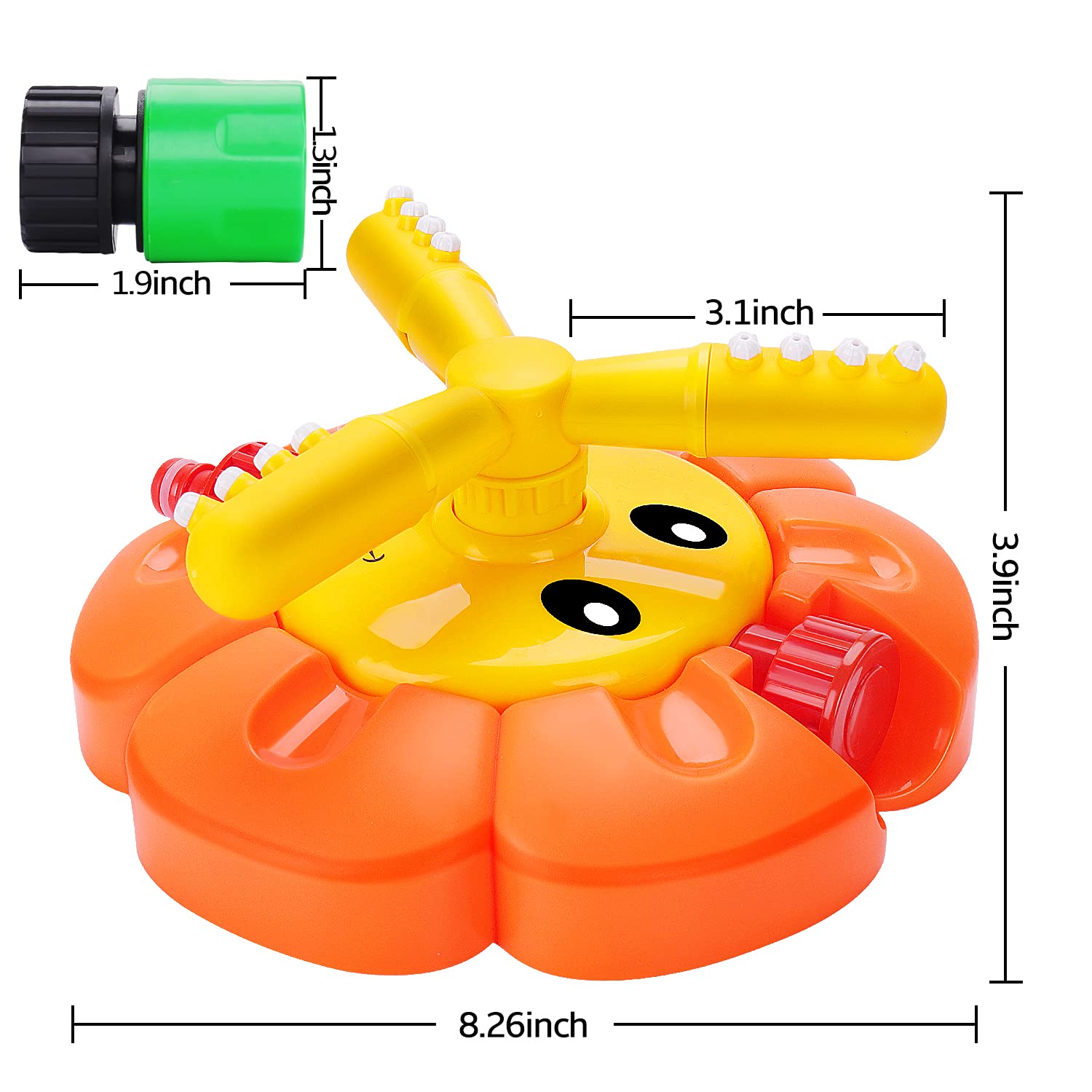 Water Sprinkler for Kids Toddlers Sprinklers with Roating Spray Nozzles Attaches Garden Water Hose Outdoor Play Outside Toys 3-4 Summer Backyard Lawn Game Yard Water Toy for Kids 3-5 4-8 Boy Girl