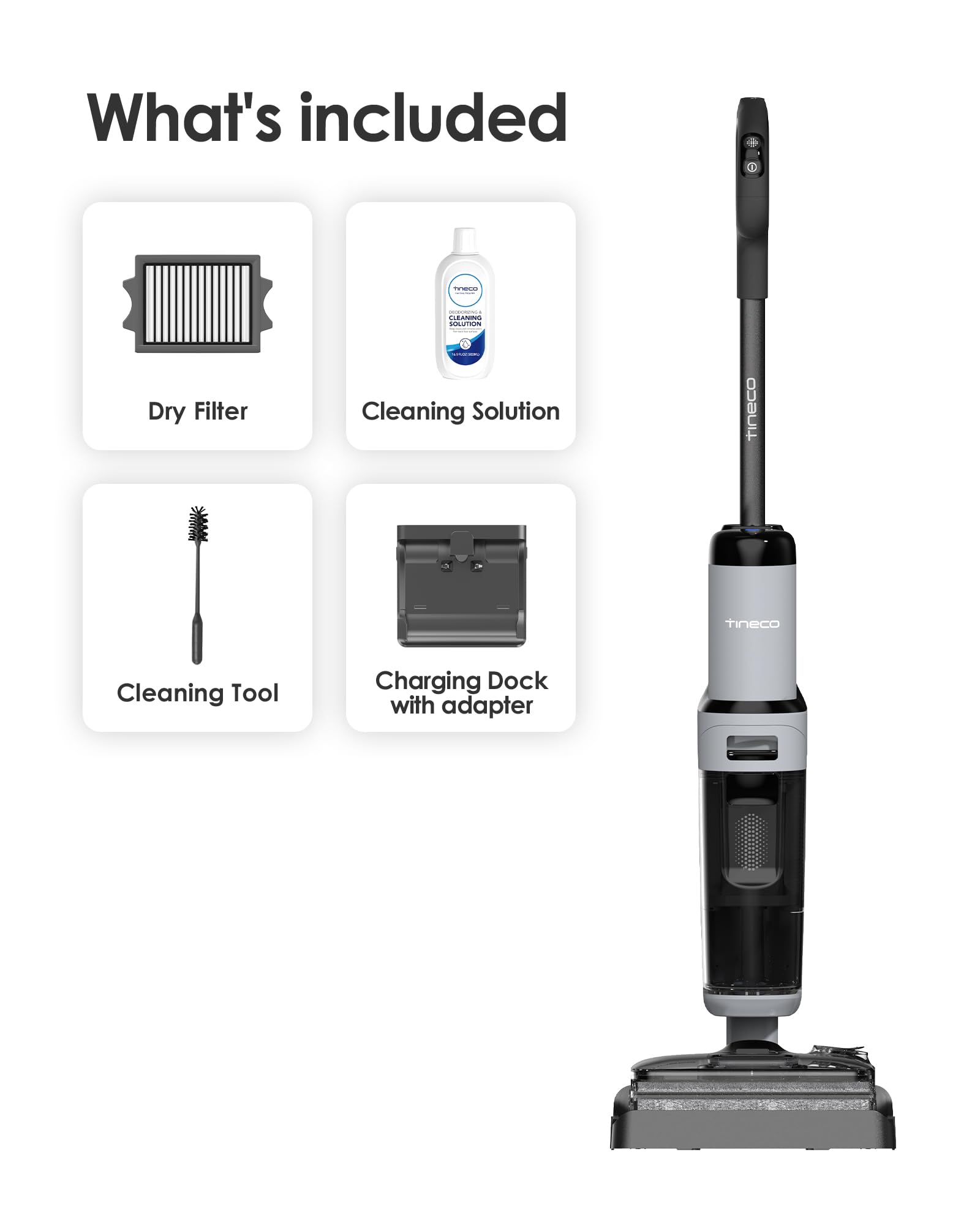 Tineco Floor ONE i5 Stretch Wet Dry Vacuum Cleaner,Vacuum & Mop in One Step,180° Lay-Flat Design,Anti-Tangle Design,Dual-Sided Edge Cleaning,Up to 30* Minutes Runtime,Large-Capacity Water Tanks - Available at All In One Marketplace Canada