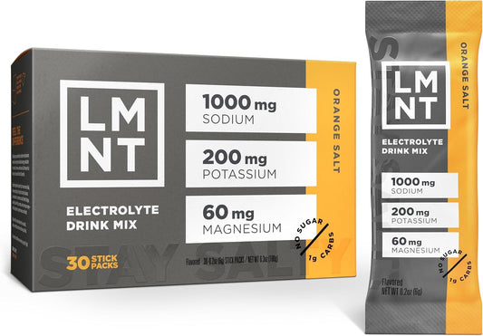 LMNT Electrolyte Drink Mix | Hydration Powder | Keto & Paleo | No Sugar, No Artificial Ingredients | 30 Stick Packs (Orange Salt)