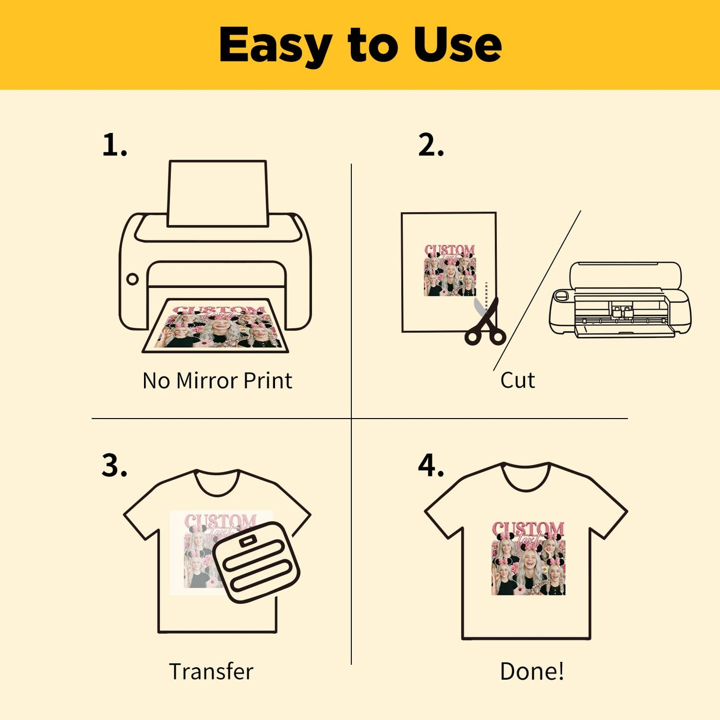TransOurDream Iron on Heat Transfer Paper for Shirts(10 Sheets, 8.5x11) Iron-on Transfers Paper for Dark Fabric Printable Heat Transfer Vinyl for Inkjet Printer (CA-3-10)
