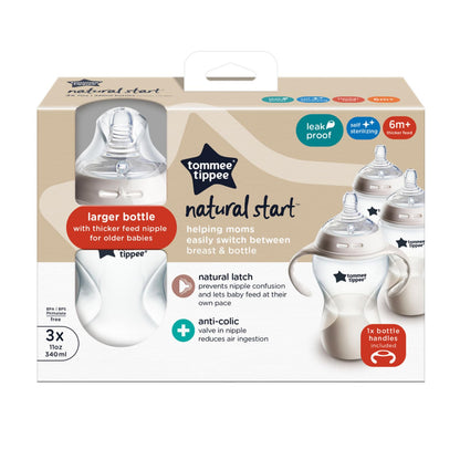 Tommee Tippee Natural Start Baby Bottles, Thicker Feed, 6m+, 11oz/340ml Tommee Tippee