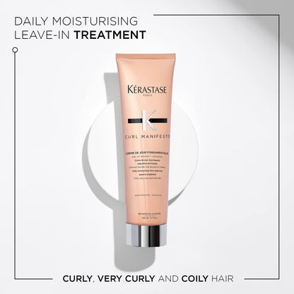 Kérastase Curl Cream, Crème de Jour Fondamentale Conditioner, Leave-In Treatment & Heat Protectant, Controls Frizz & Enhances Curls, For All Curly Hair Types & Textures, 150 ml