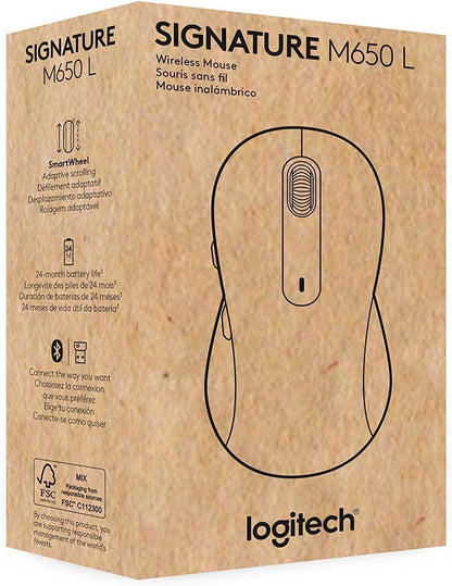 Logitech Signature M650 L Full Size Wireless Mouse Large Sized - Black