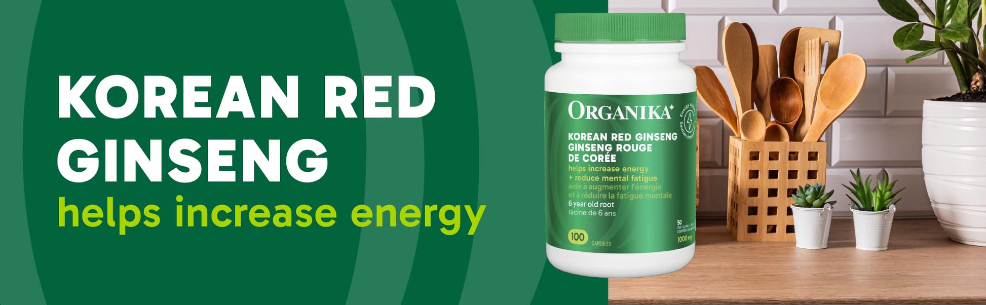 Organika Korean Red Ginseng- 6 Year Old Roots, Energy Support, Stress Support, Warming Effect- 100caps Organika
