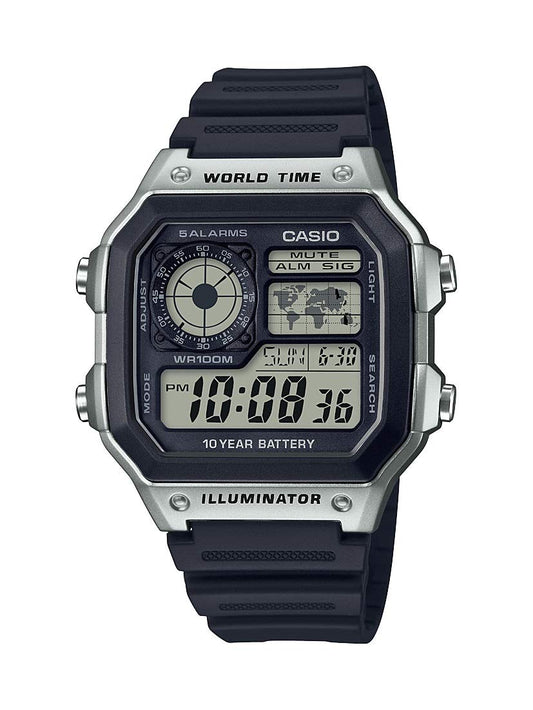 Casio Men's 10-Year Battery Japanese Quartz Watch with Resin Strap, Black, 21 (Model: AE-1200WH-1CVCF) Casio
